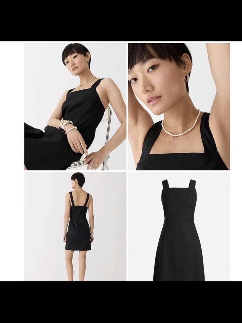 J. Crew Black Square-Neck Strap Mini Dress